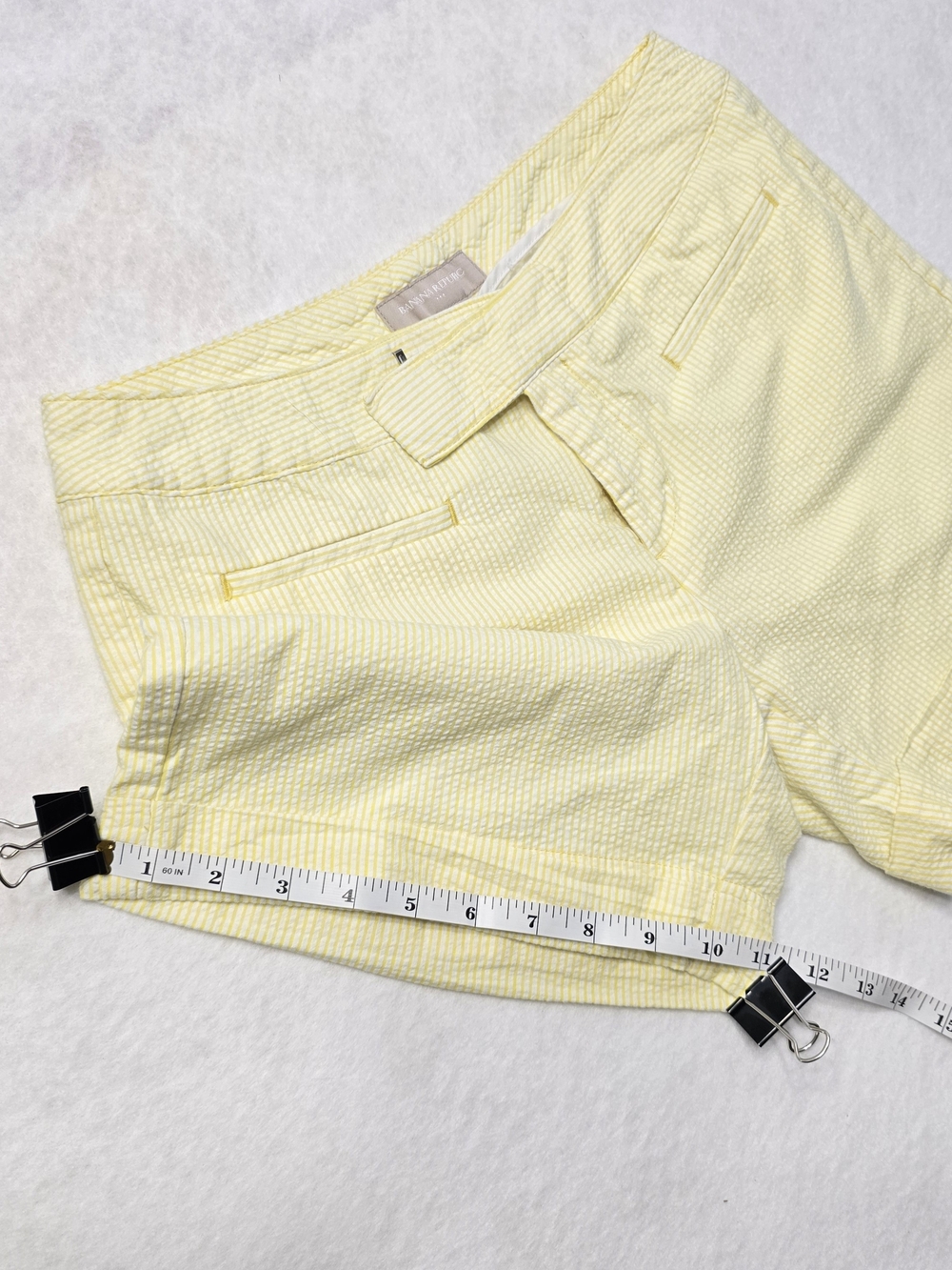 Light Yellow Women's Seersucker Shorts - Picture 8 of 9